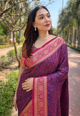 Womens Fashion Ethnic Kanjeevaram Violet Color Sarees-MLSHWSA1920VLT